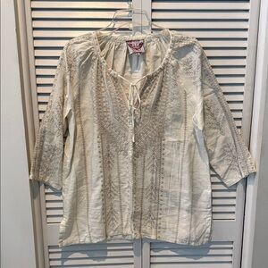 Johnny Was Cream Embroidered Tunic